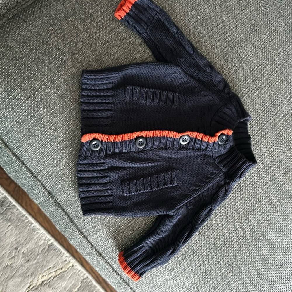 Baby Gap Sweater, size 0-3 months, navy blue with orange